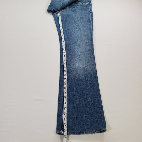 7 For All Mankind Jeans Boy Cut Womens Sz 29 Blue Denim Low Rise Bootcut USA VTG - Picture 13 of 16